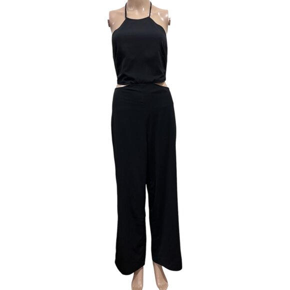 NWOT BCBGeneration Women's Sleeveless Halter Neck Jumpsuit Black Medium - Picture 1 of 8